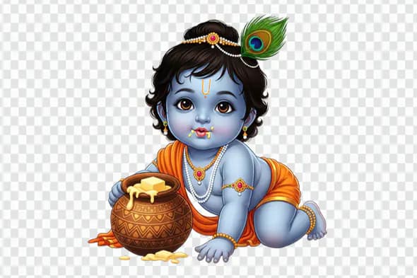 Baby Krishna with Butter Pot PNG Clipart