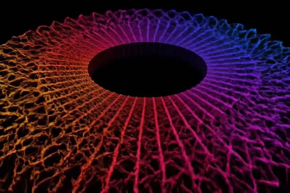 Rainbow Neural Network Vortex - Abstract 3D Circular Animation