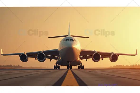 Large Cargo Aircraft on Runway at Sunset
