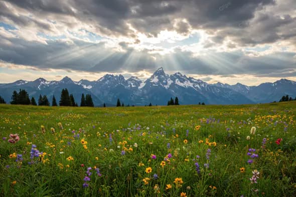 Alpine Meadow Sunbeams
