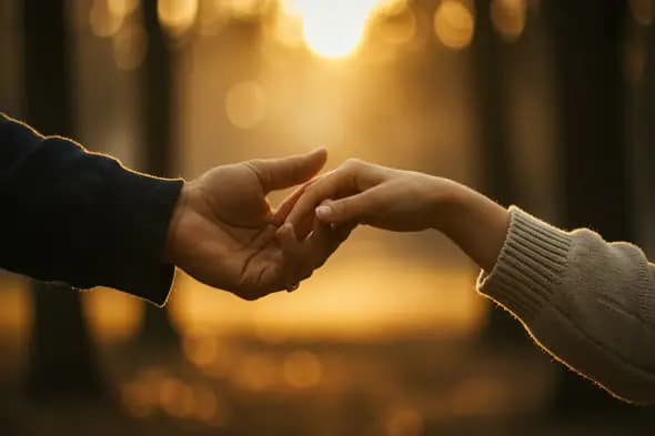 Romantic Indian Couple Holding Hands at Sunset