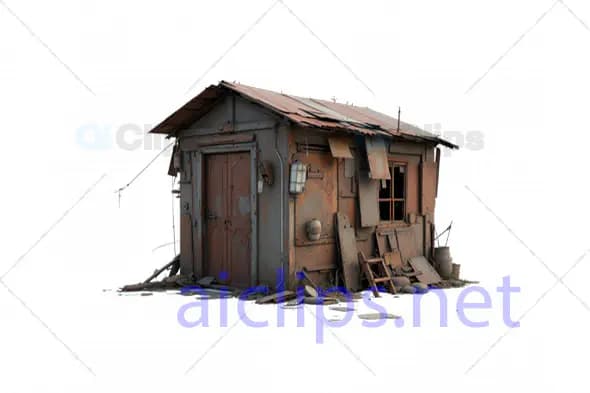 3D Abandoned Shack with Rustic Decay