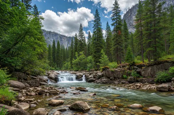 Pristine Mountain Stream Cascade