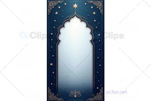 Elegant Islamic Arch Invitation with Starry Night Design