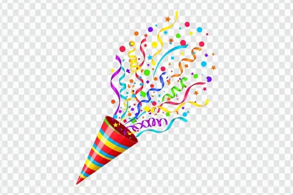 Colorful Exploding Party Popper with Confetti Clipart PNG