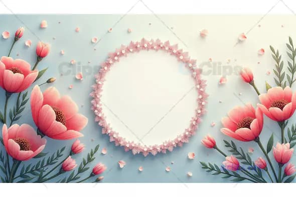 Pink Floral Frame with Petals