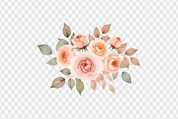 Pastel Pink Rose Cluster Watercolor Floral PNG