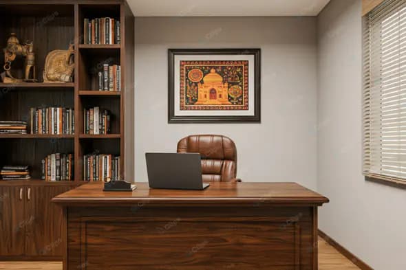 Executive Office with Indian Art Accent