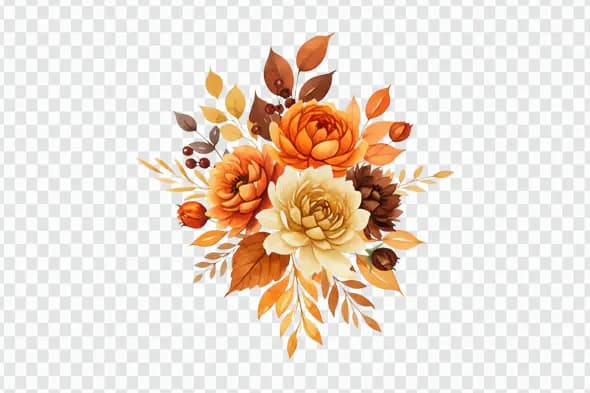 Warm Autumn Floral Arrangement PNG Clipart
