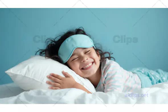 Smiling Child in Sleep Mask