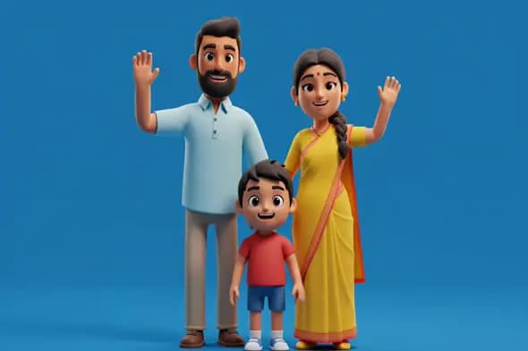 Animated Indian Family Greeting