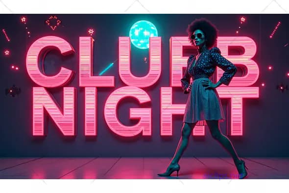 Club Night Party with Neon Lights and Disco Vibes
