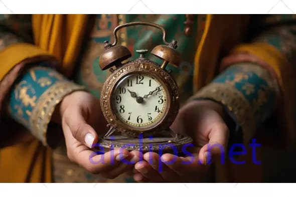 Ornate Vintage Alarm Clock in Hands