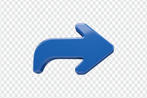 Blue Curved Right Arrow 3D Icon PNG