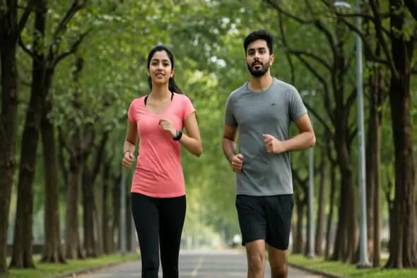Urban Park Jogging Scene