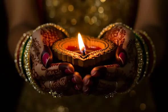 Traditional Diya with Henna
