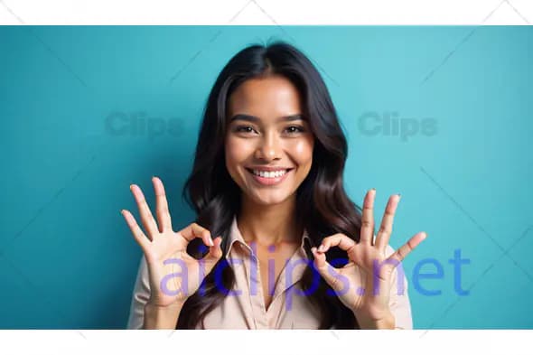 Confident Woman Showing OK Gesture