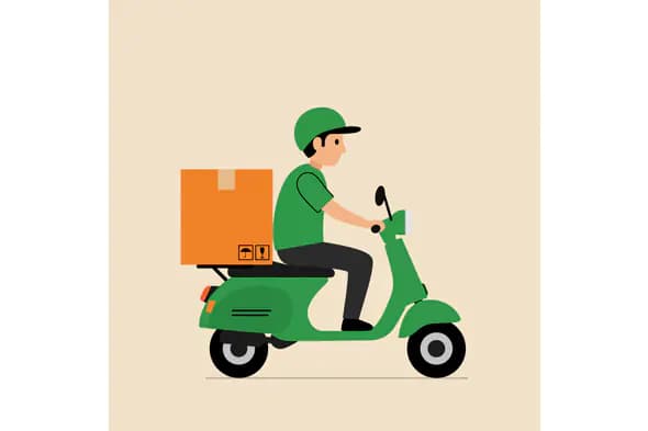 Delivery Scooter Rider Vector Graphic
