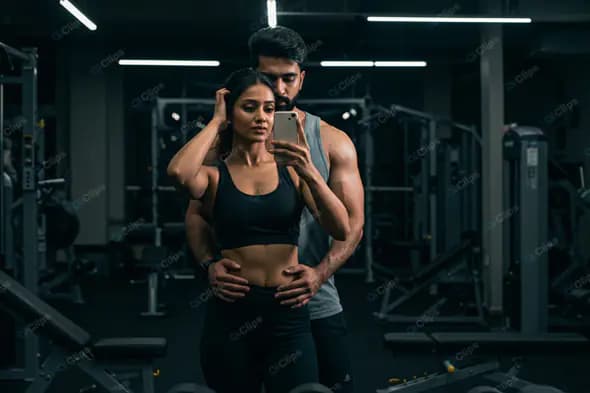 Fitness Couple's Gym Selfie