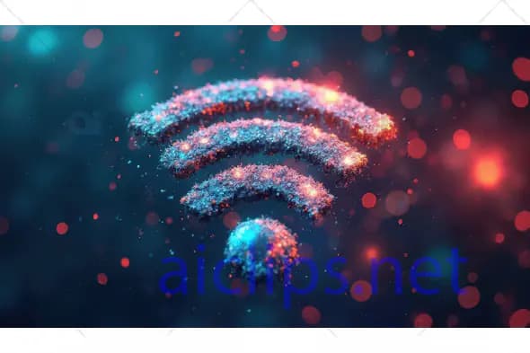 Digital WiFi Symbol with Neon Sparkle Effect