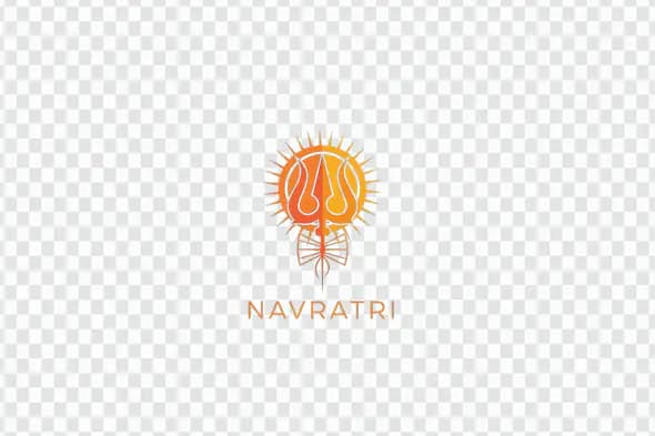 Radiant Trishul Navratri Symbol Orange Gradient PNG