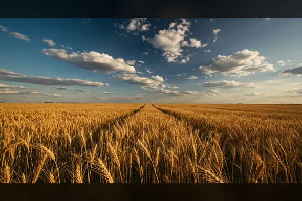 Golden Wheat Field Under Blue Sky | Agricultural Landscape Background | AIClips Rural India