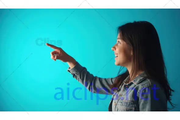Smiling Girl Pointing Sideways
