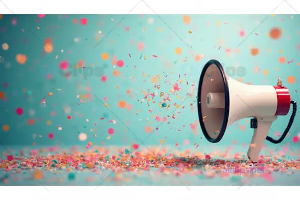 Megaphone with Flying Confetti