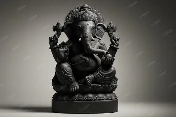 Monochrome Ganesha Statue in Shadow
