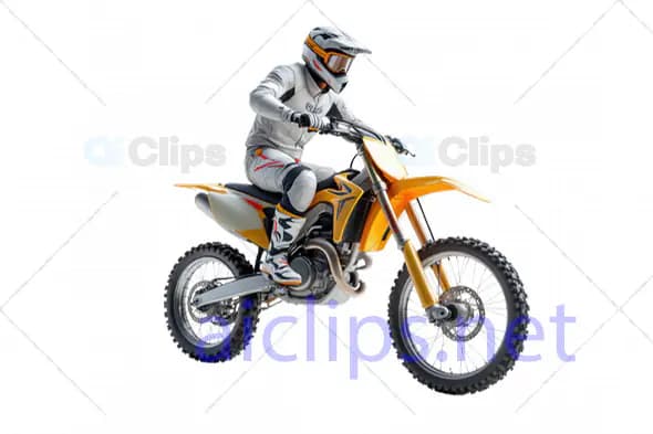 3D Motocross Rider on Orange Dirt Bike