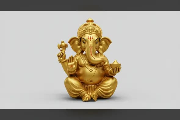 Golden Lord Ganesha Idol – Minimal Clean Background for Devotional Use