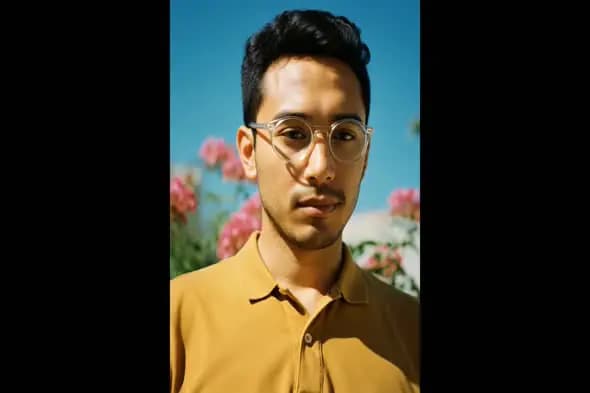 Young Man with Glasses in Nature