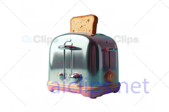 3D Retro Toaster Model with Toast