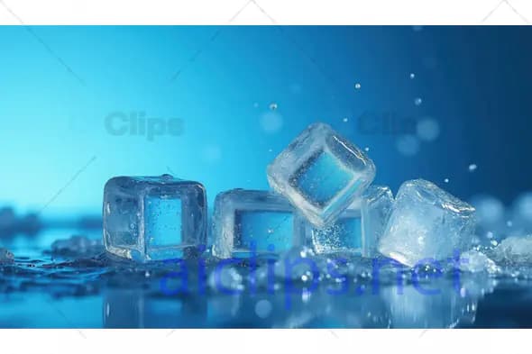 Ice Cubes on Reflective Surface