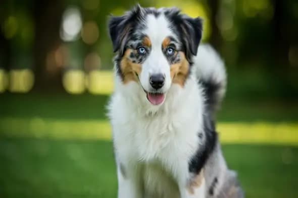 Adorable Australian Shepherd Puppy Outdoor Portrait Footage