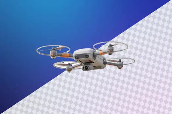 Compact quadcopter drone with camera and propellers