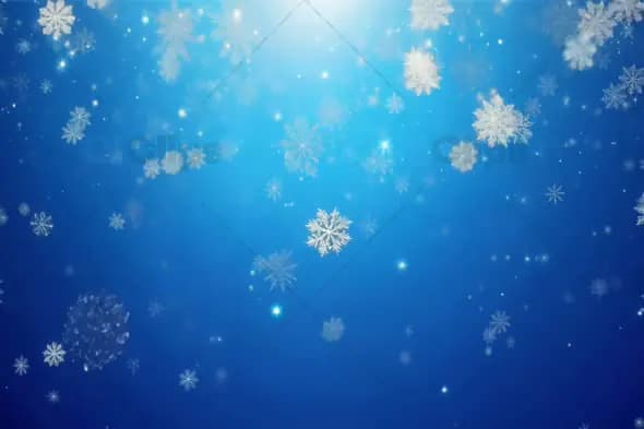Falling Snowflakes on a Blue Winter Background