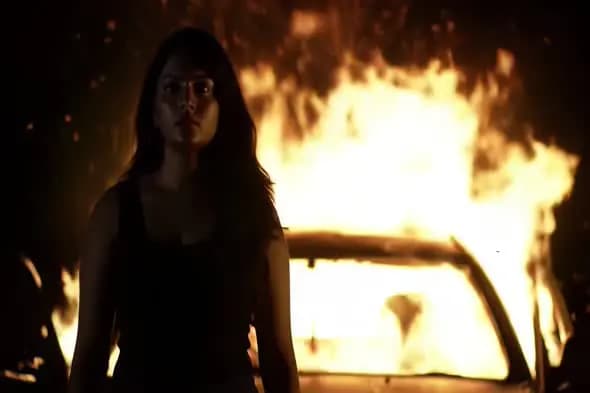 Intense Night Fire Scene