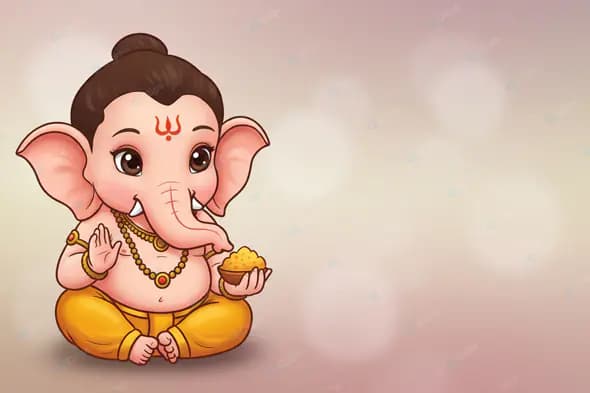 Adorable Cartoon Ganesha with Sweets