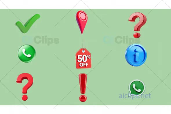 3D Information and Communication Icons Pack