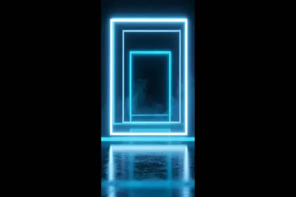 Neon Blue Rectangular Portal