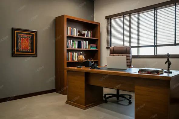 Elegant Executive Workspace with Cultural Accents