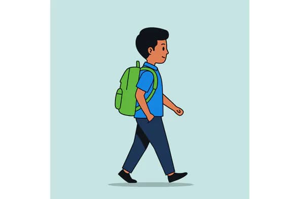 Student with Backpack Vector Illustration