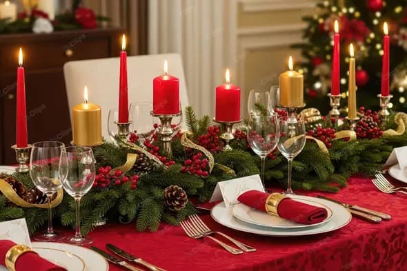 Elegant Christmas Dining Table Arrangement