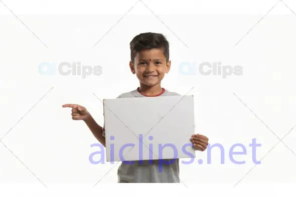 Smiling Boy Holding Blank Signboard