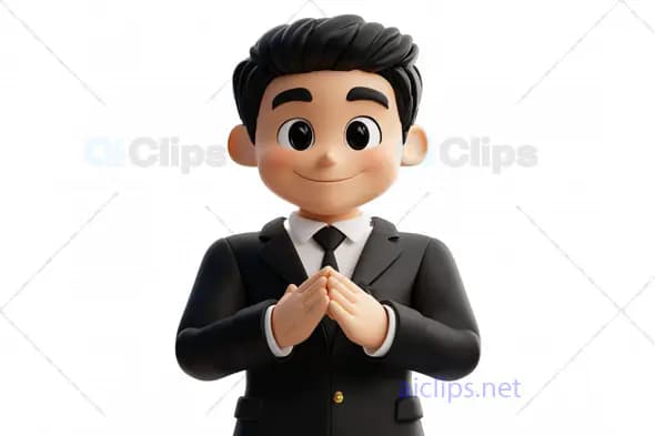 3D Businessman Avatar in Black Suit