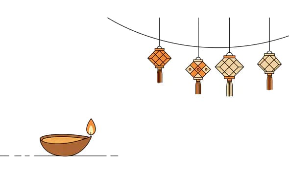 Diwali Lanterns and Diya Vector