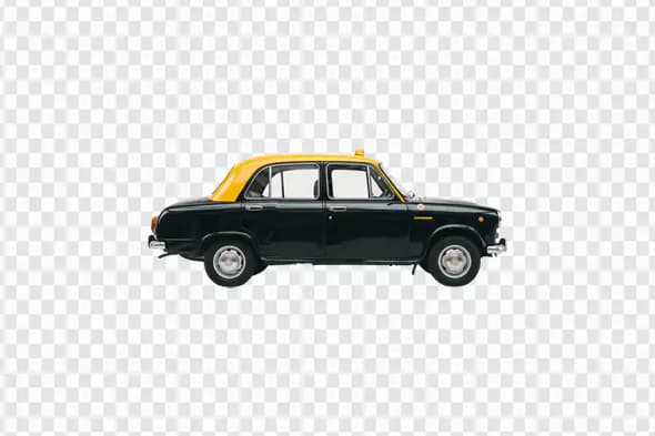 Classic Black and Yellow Taxi Cab PNG