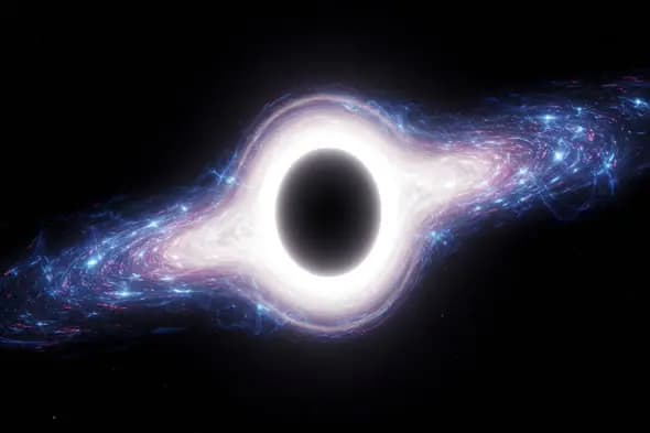 Dynamic White-Blue Energy Black Hole Animation in Deep Space