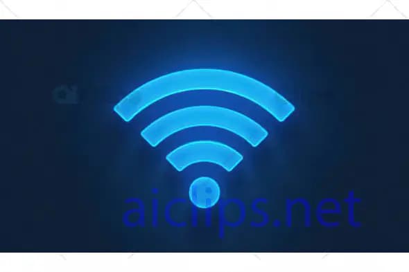 Blue Neon Wi-Fi Icon on Dark Background